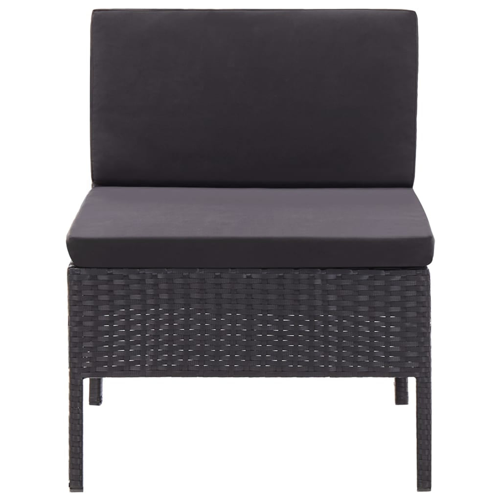 3 Piece Poly Rattan Outdoor Sectional Sofa Set with Cushions Steel Frame H2465