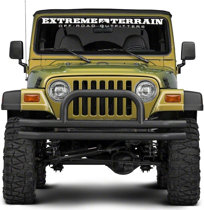 Textured Black Double Tubular Front Bumper with Over-Rider Hoop N622