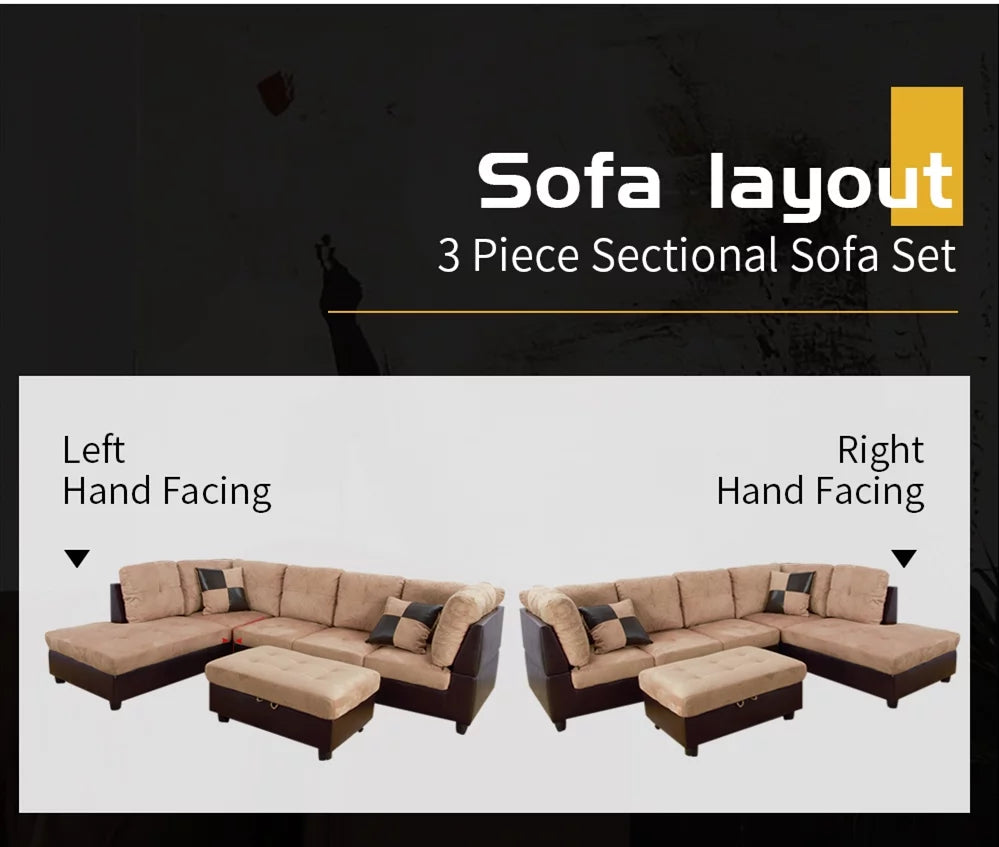 103.5'' Sectional Sofa with Storage Ottoman B742685