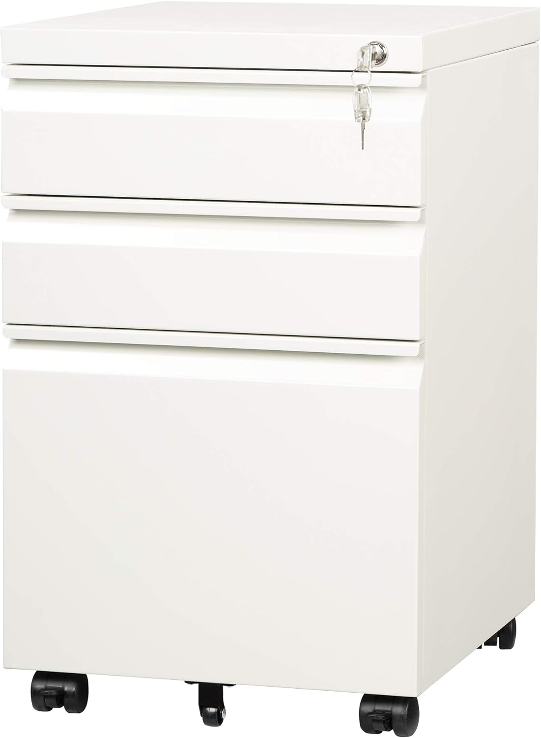 White 3 Drawer Mobile File Cabinet O540881
