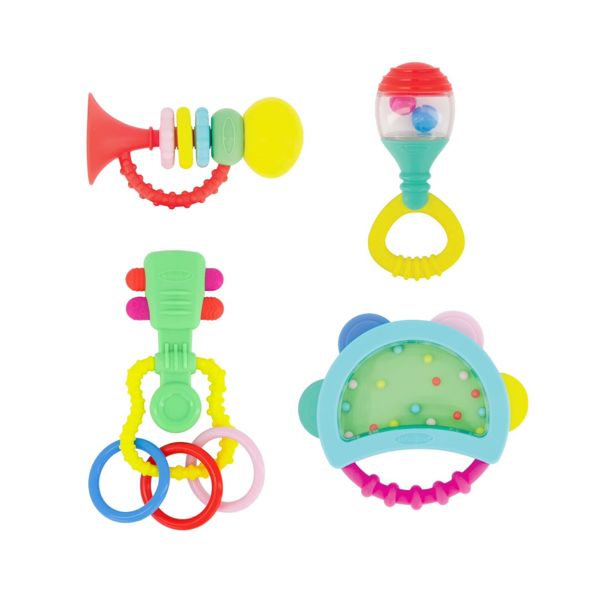 4-Piece Multicolor Teether and Rattle Set X57713
