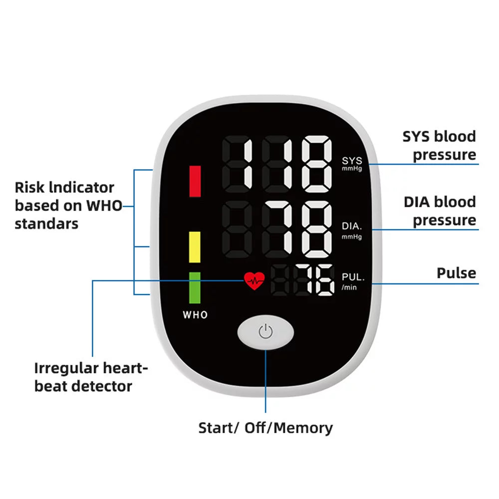 Automatic Digital Blood Pressure Monitor with Adjustable Cuff H387