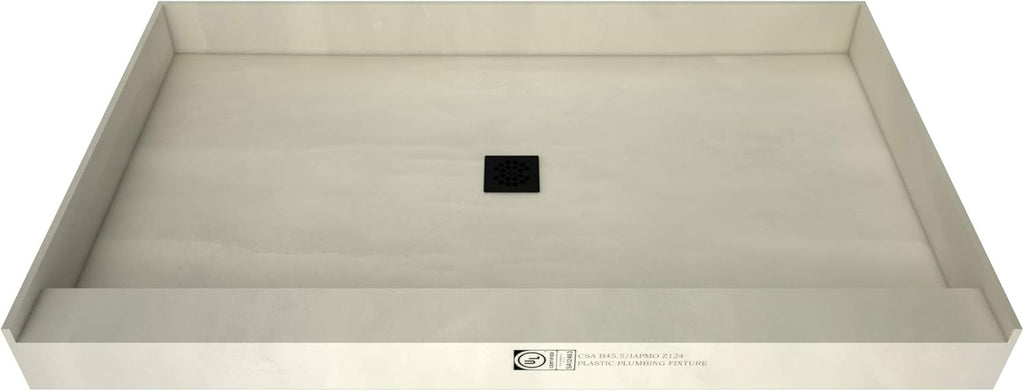 60" x 36" Center Drain Shower Pan Kit with PVC Drain and Grate J41720
