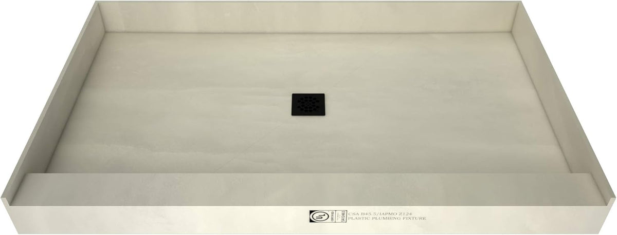 60" x 36" Center Drain Shower Pan Kit with PVC Drain and Grate J41720