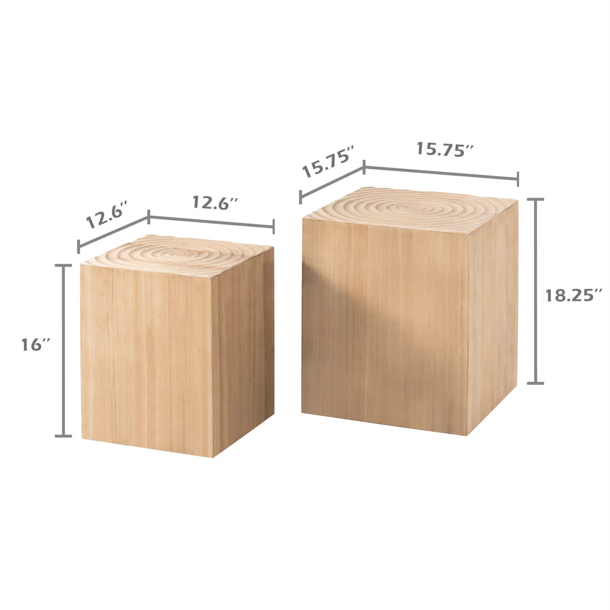 Set of 2 Natural Wood Tree Ring Pattern End Table I582808