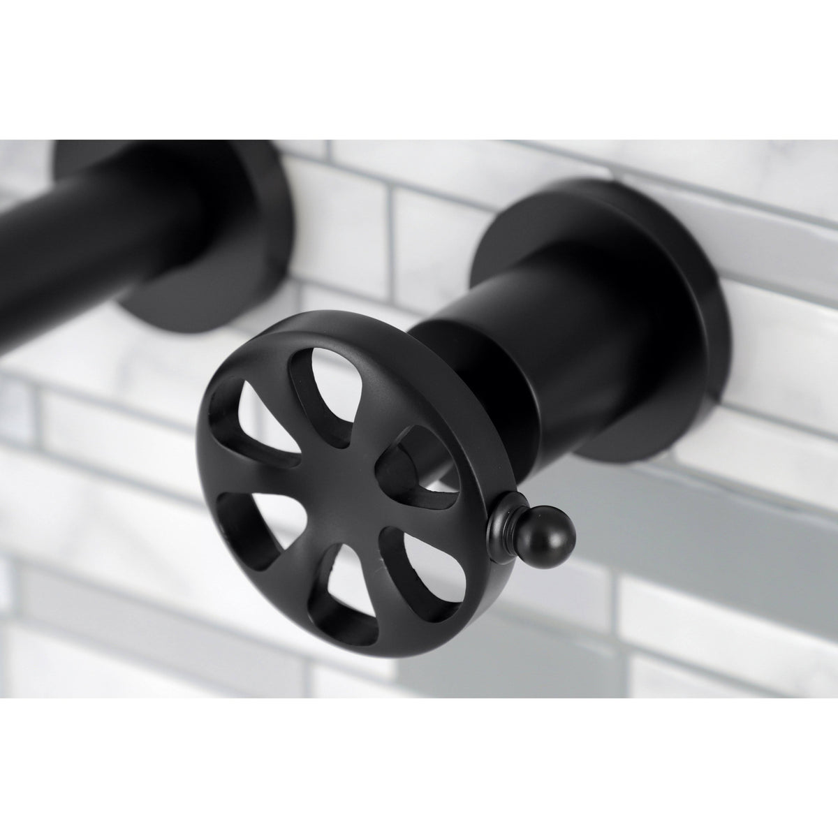 Brushed Nickel Two-Handle Wall Mount Bathroom Faucet A22127