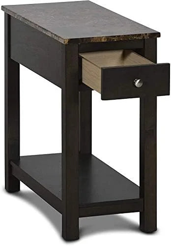 Faux Marble Top End Table with Drawer Y39277