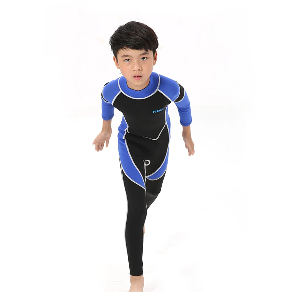 Kids Zippered Long Sleeve Diving Swimsuit Quick Dry One Piece Surf Suit X6193