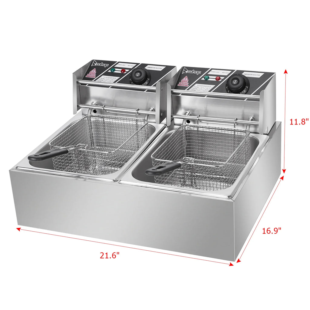 2500W Stainless Steel Electric Fryer Double Cylinder H4623