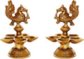 Brass Peacock Oil Lamp Pair of Five Wicks Decorative Metal Lamp (Pack of 2) X729986