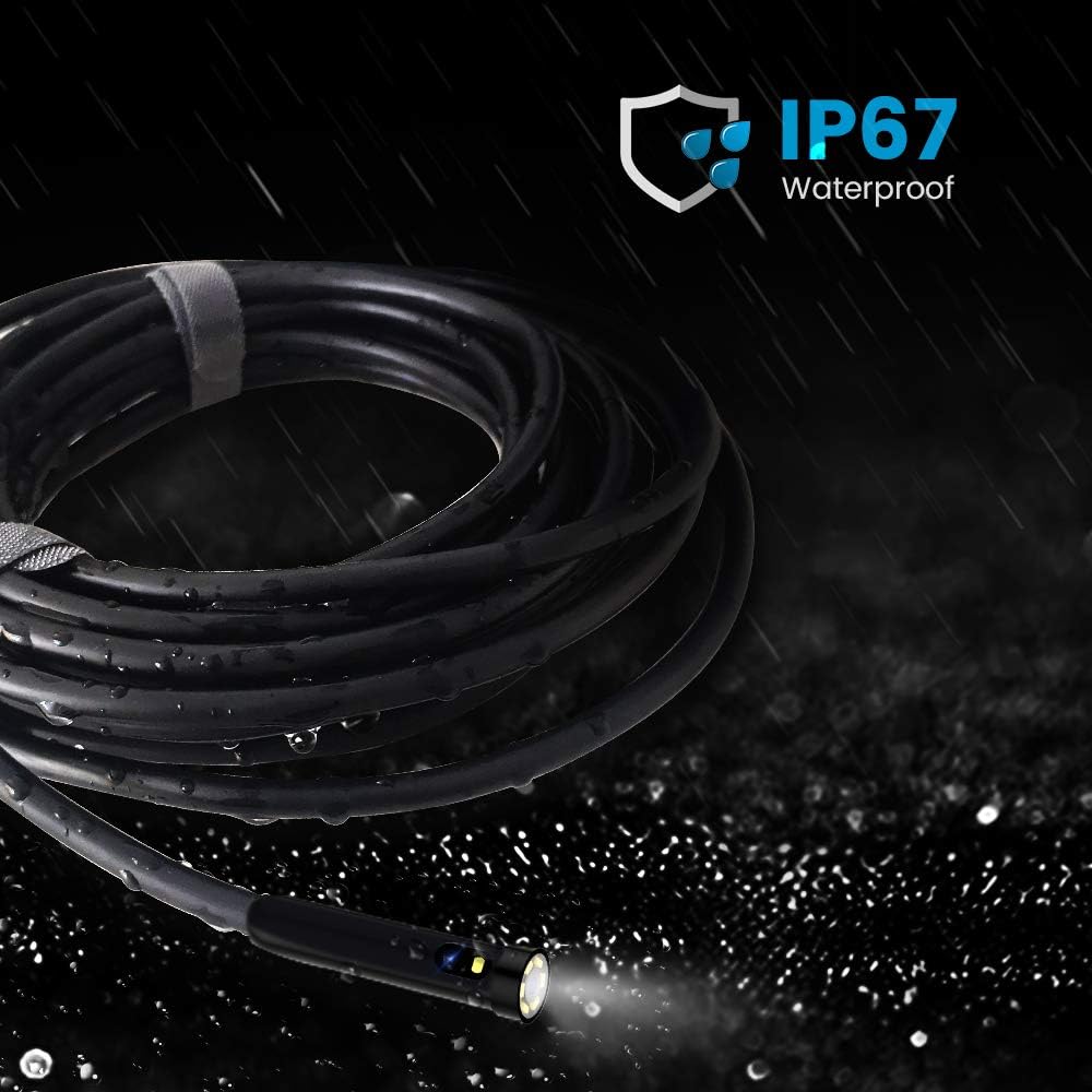 Endoscope 1080P HD Digital Borescope Camera Waterproof 4.5 Inch IPS Screen with 6 LED Lights, Semi-Rigid Cable, 32GB TF Card and Tool Bag (16.5FT) D5798