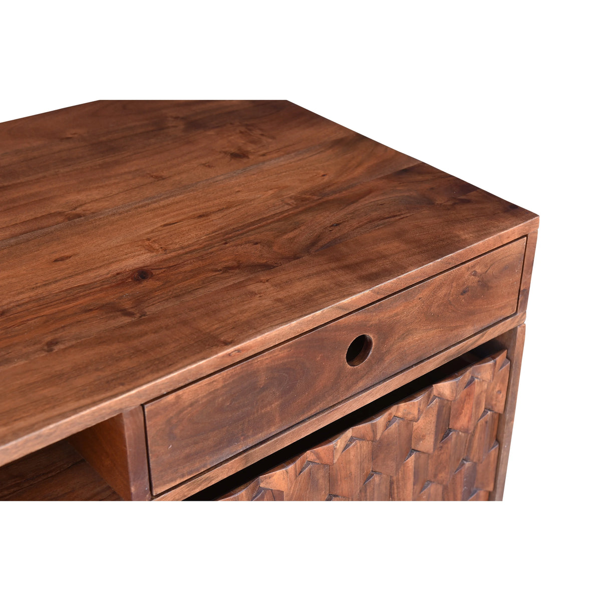 Modern Wood Office Desk with Storage in Dark Walnut L57557
