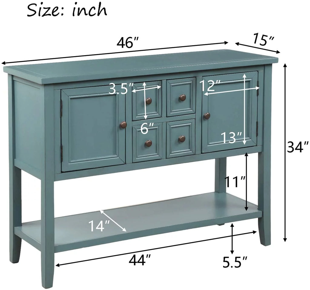 Console Table with Storage Drawers Cabinets and Bottom Shelf M25062
