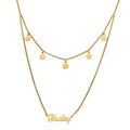 Goldtone Layered Name Necklace with Flower Charms N388