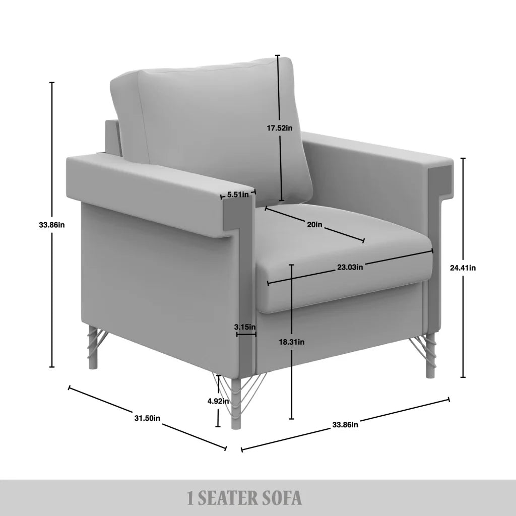 Beige Velvet Upholstered Armchair L4904