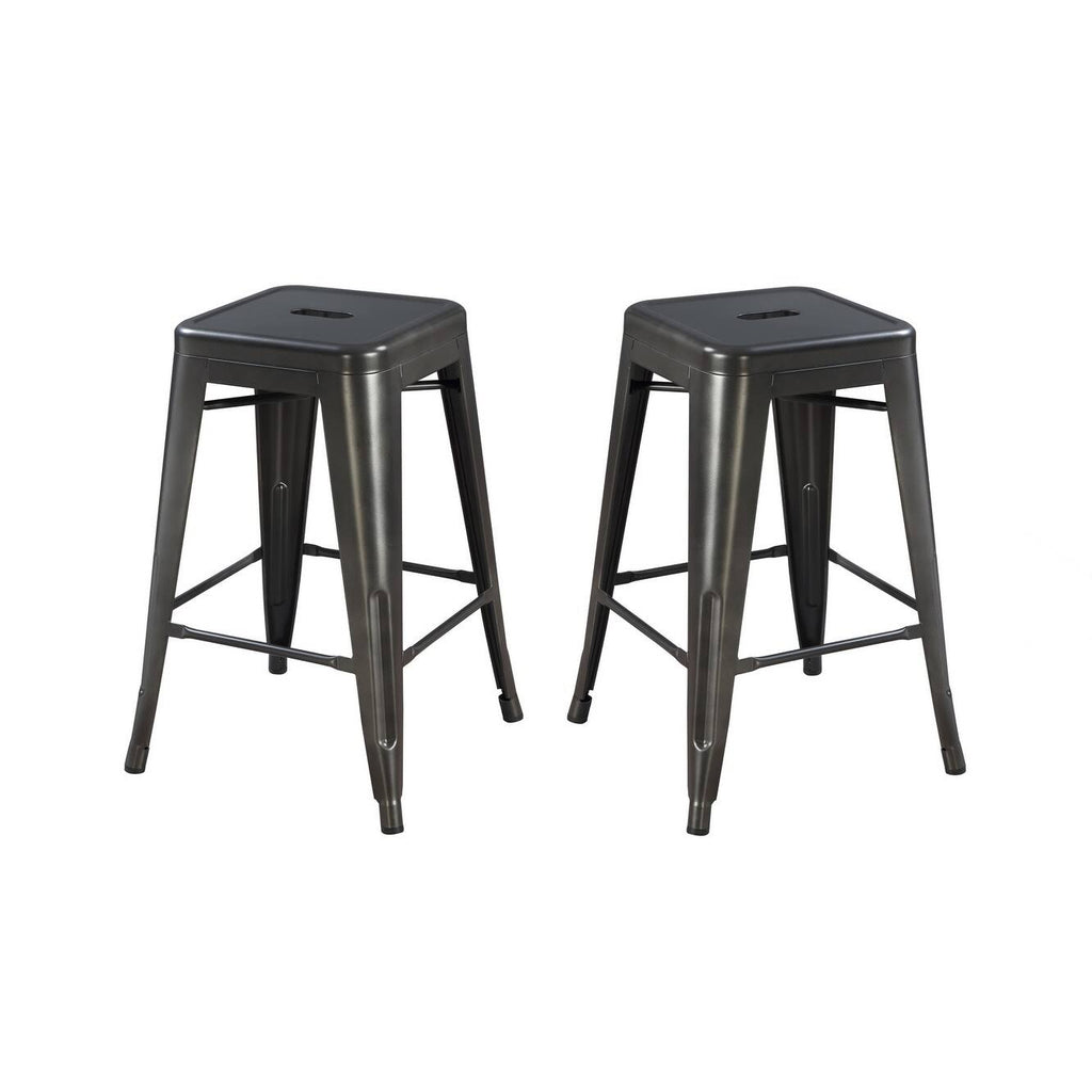 Gunmetal Grey 24-Inch Bar Stool Set of 2 W98533
