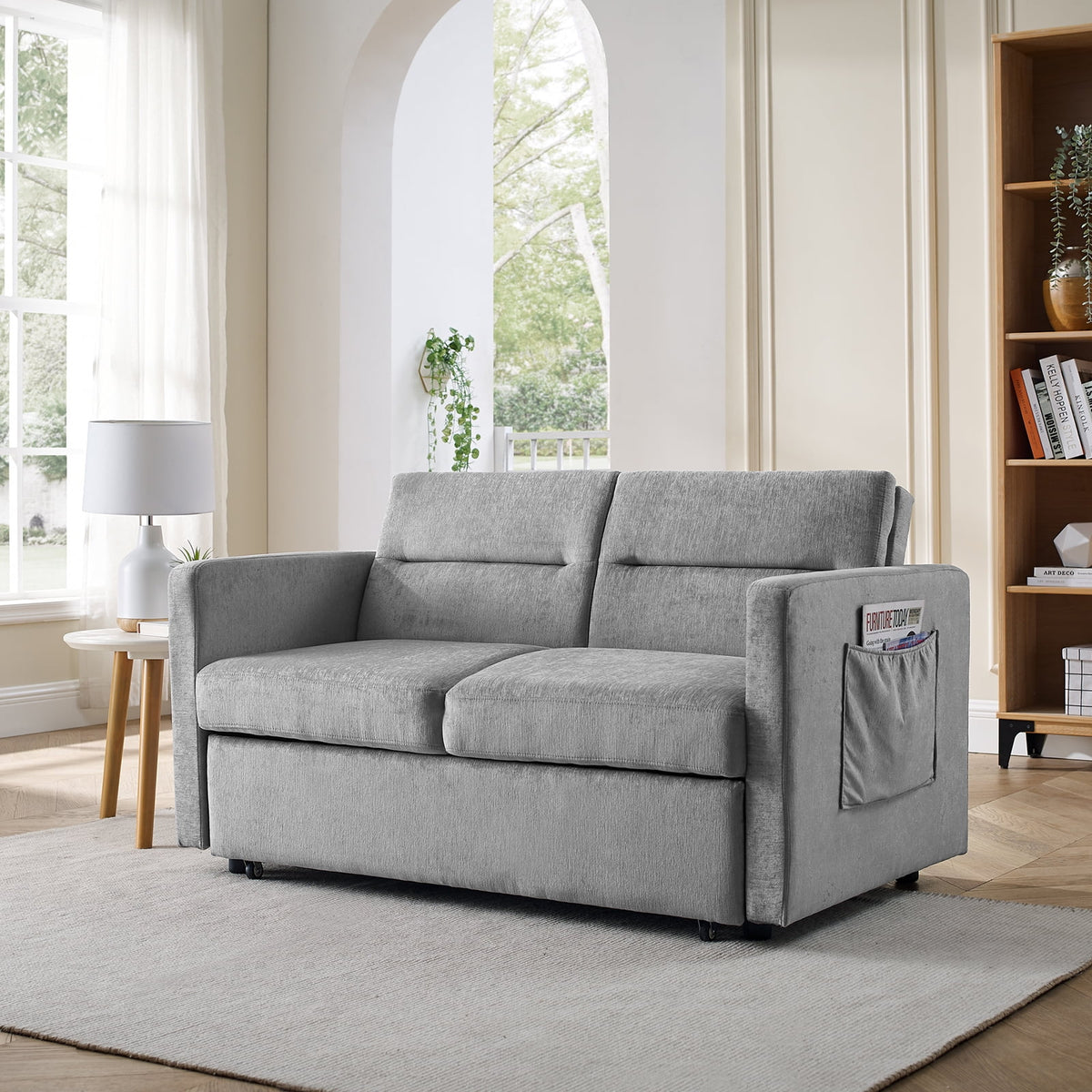 Gray Sofa Bed with Pull-Out Bed V274169