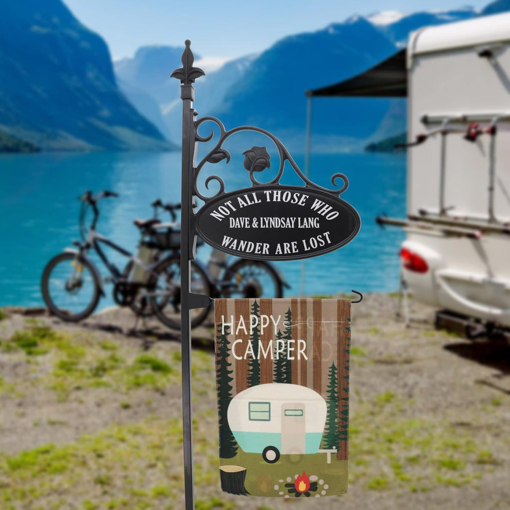 Double Sided Reflective Camping RV Park Sign with Flag I1944