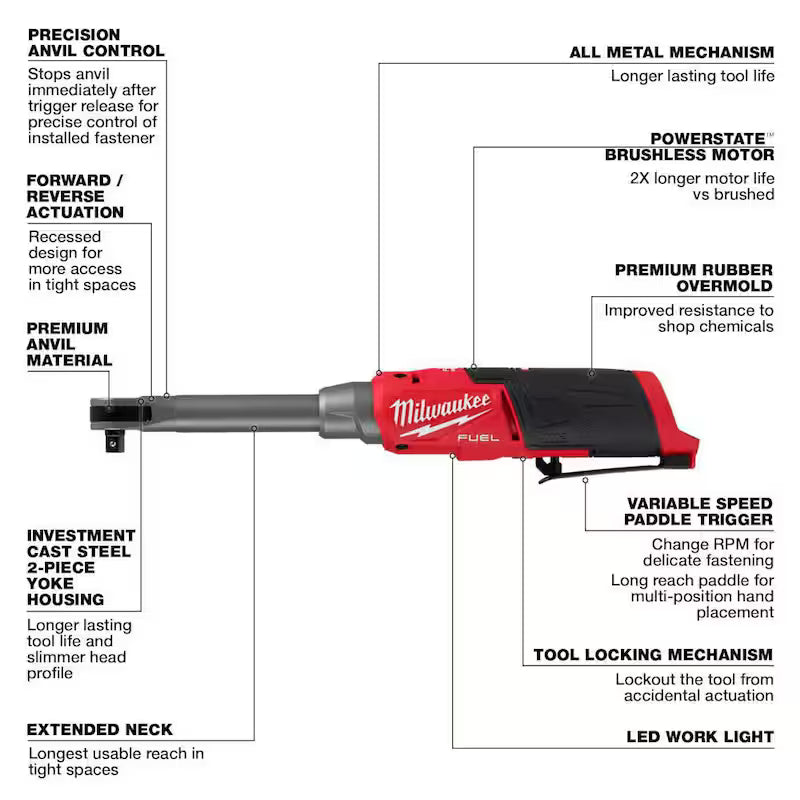 12V Lithium-Ion Brushless Cordless 3/8 in. Extended Reach High Speed Ratchet G928357