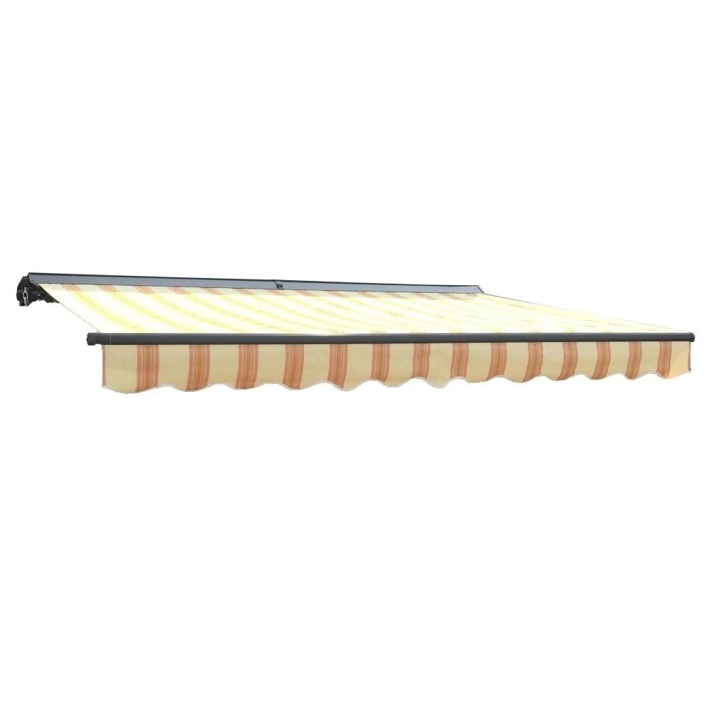Motorized Retractable Patio Awning - 13 x 10 Feet - Multi-Striped Yellow P4555