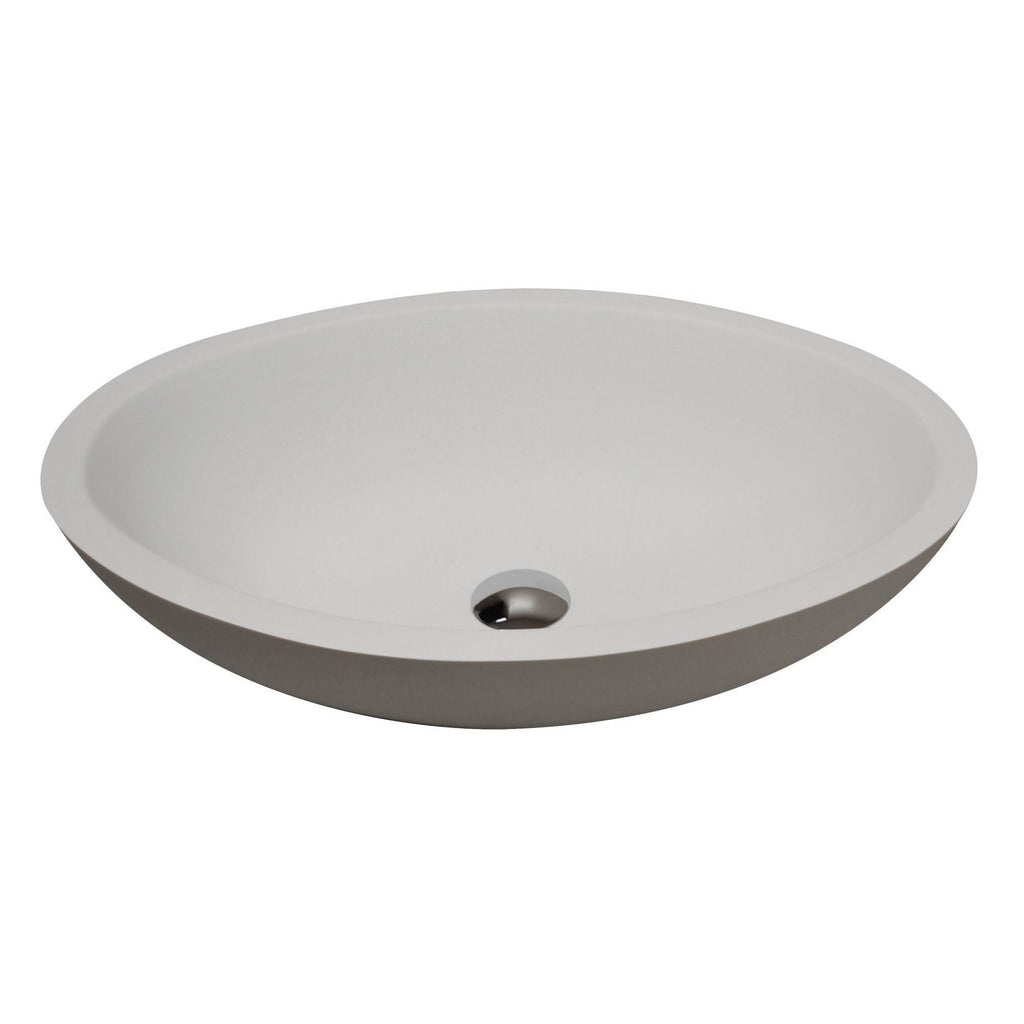 Matte White Man Made Stone Vessel Sink with Brushed Nickel Faucet V2531