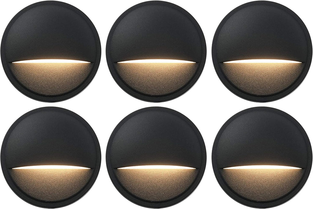 6-Pack Black Die-cast Aluminum LED Deck Lights A43493
