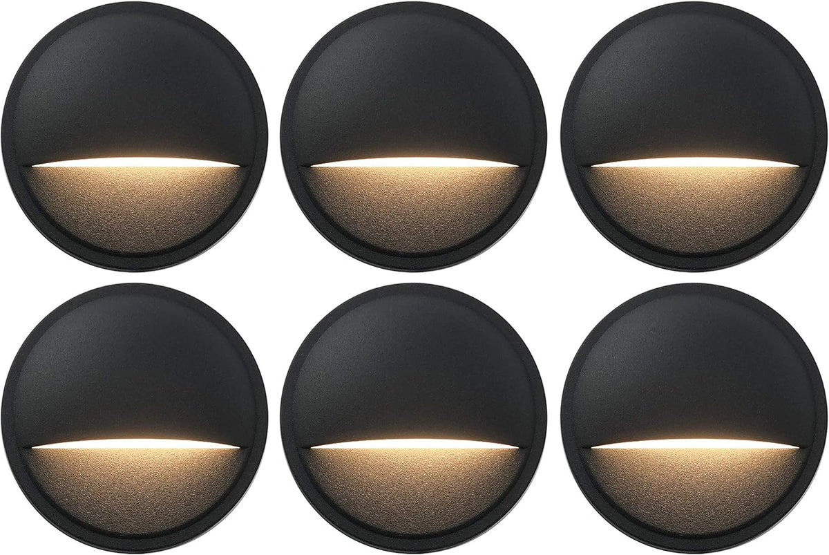 6-Pack Black Die-cast Aluminum LED Deck Lights A43493