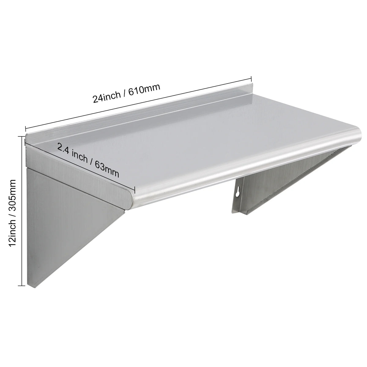 Stainless Steel 24" x 12" Wall Mounted Shelf D524