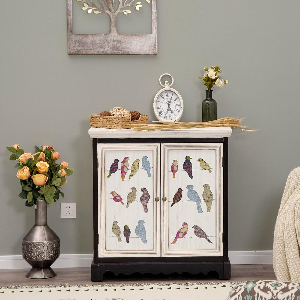 White Accent Cabinet with 2 Doors Storage Sideboard Buffet Cabinet Q8456
