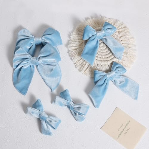 Red Velvet Ribbon Hair Bows 6PCS 3 Styles Y183
