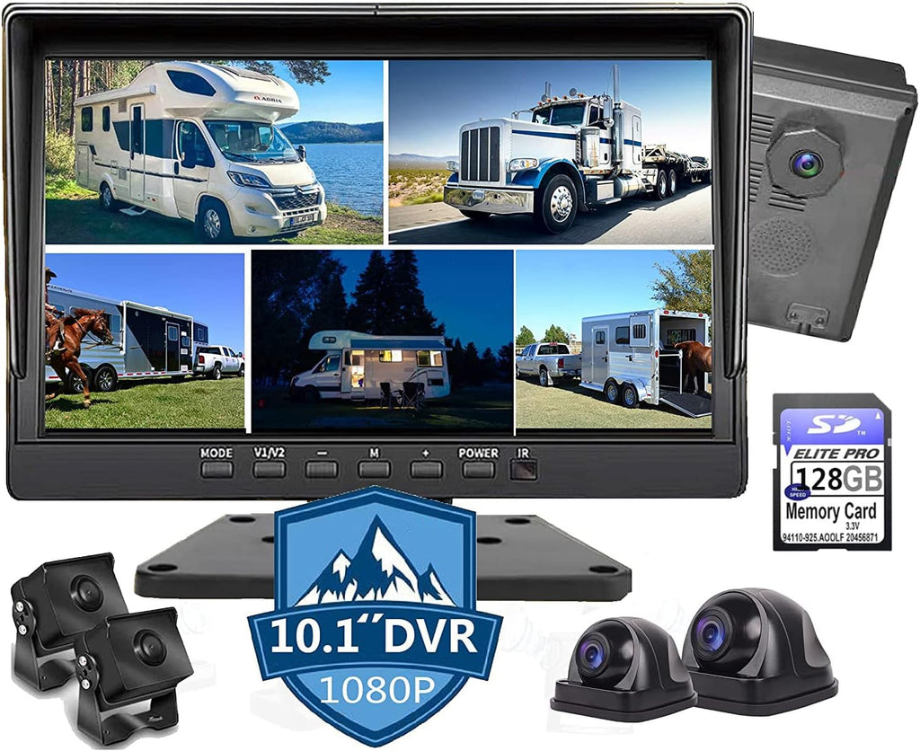 10.1 inch 1080P Backup Camera Monitor with 128GB DVR Waterproof Large Screen X100758
