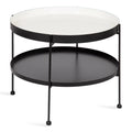 26 Inch White and Black Round Metal Coffee Table A334