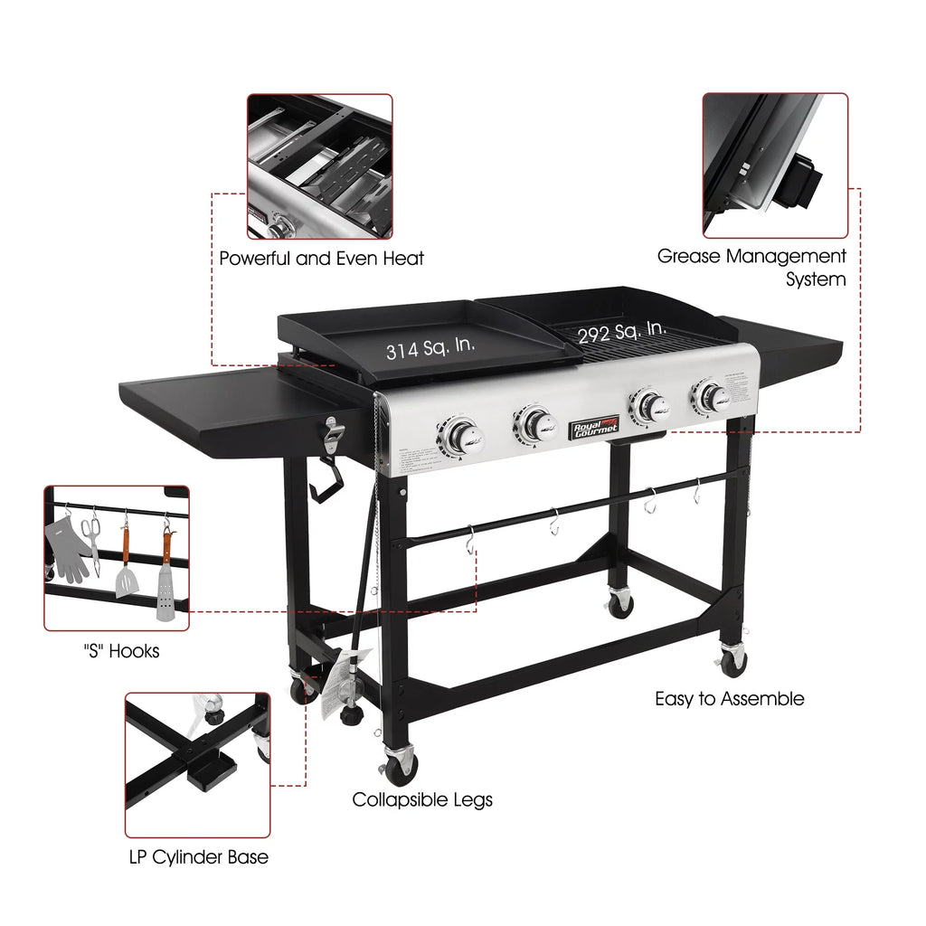 4-Burner Gas Grill and Griddle with Cover Z7203