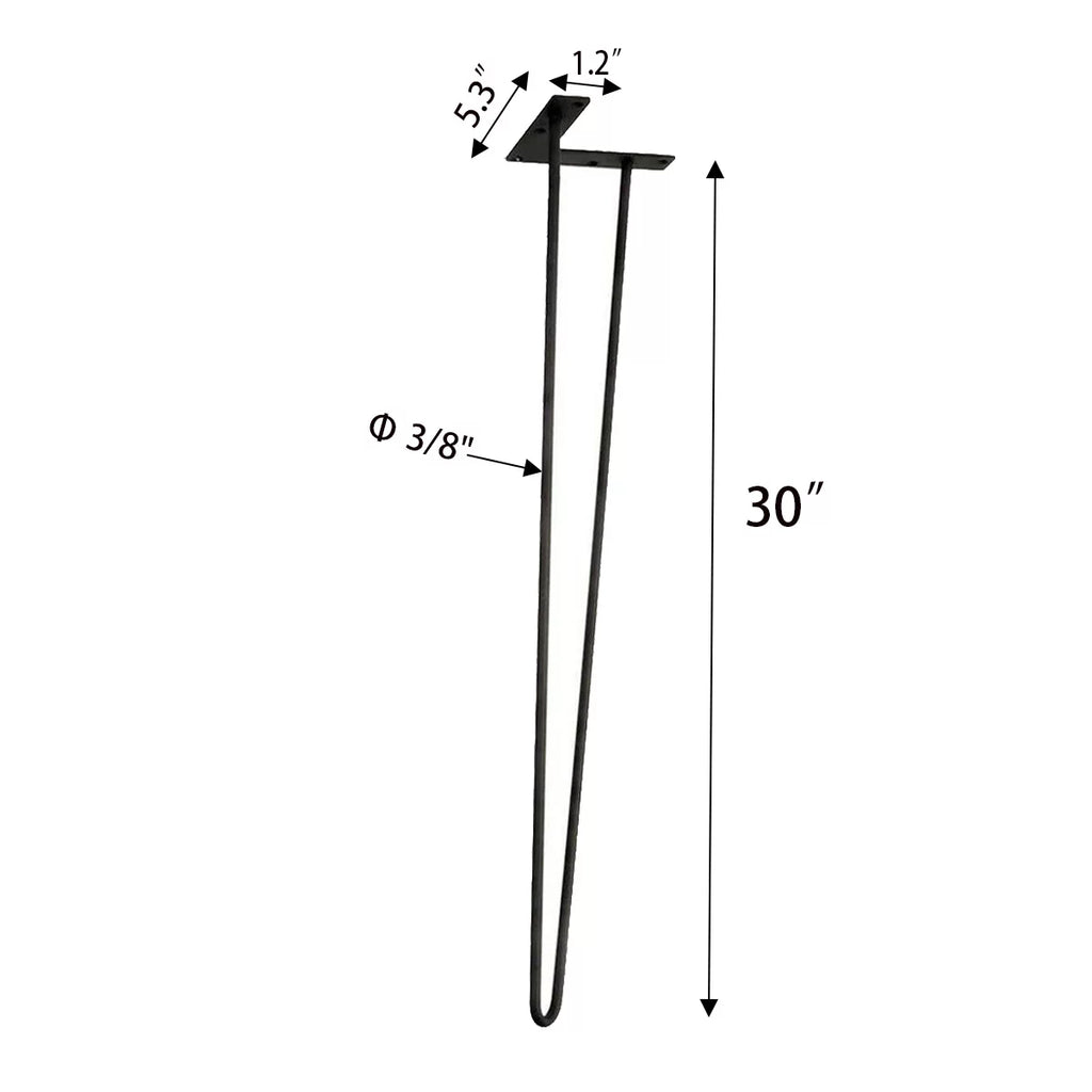 30" Heavy Duty Set Of 4 Black Hairpin Table Legs P844418