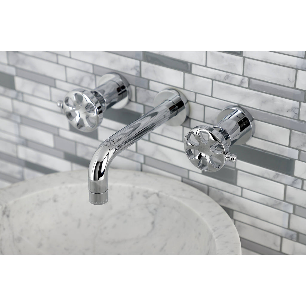 Brushed Nickel Two-Handle Wall Mount Bathroom Faucet A22127