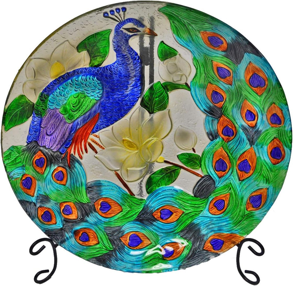 Deep Hand Painted Glass Plate, 18 by 3-Inch A91645