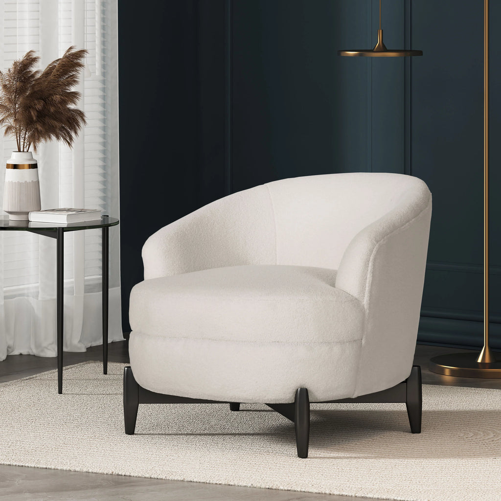 Contemporary Boucle Upholstered Club Chair P9217