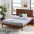 Queen Wood Platform Bed Frame with Adjustable Headboard F2438