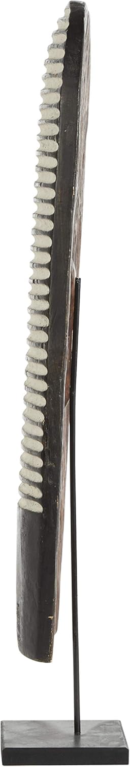 Hand-Carved Oval Wood Tikar Shield on Stand B2126