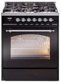 30 Dual Fuel Natural Gas Range in Black with Chrome Trim Q373