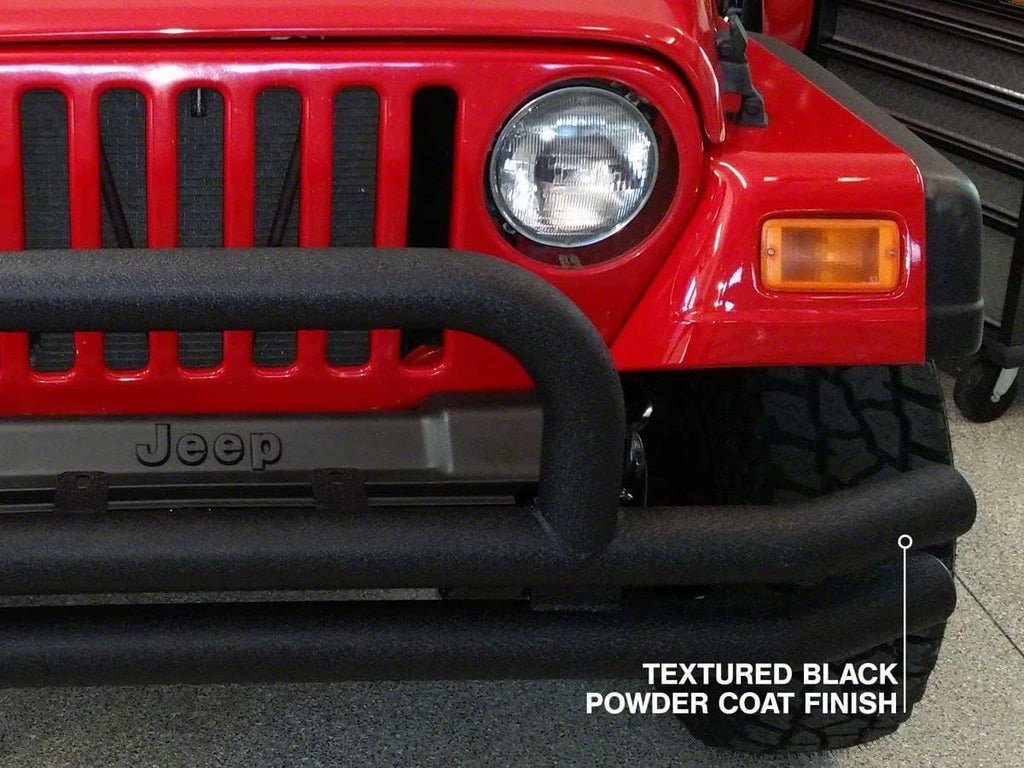 Textured Black Double Tubular Front Bumper with Over-Rider Hoop N622