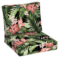 Black Tropical Outdoor 2-Piece Deep Seat Cushion Q631309