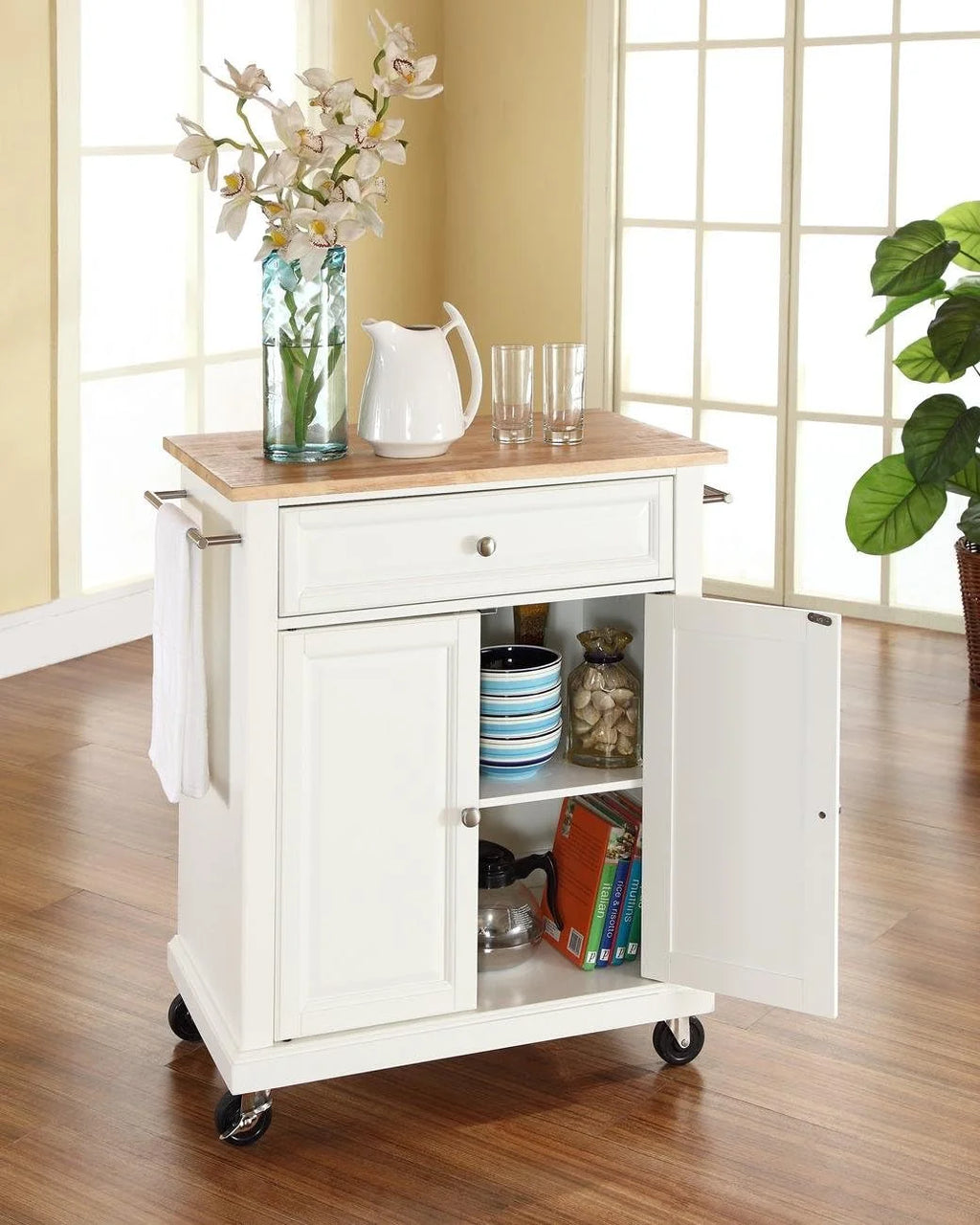 Compact Kitchen Island with Natural Wood Top A773118