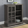 Slate Grey Sliding Glass Door Bar Cabinet Y2787