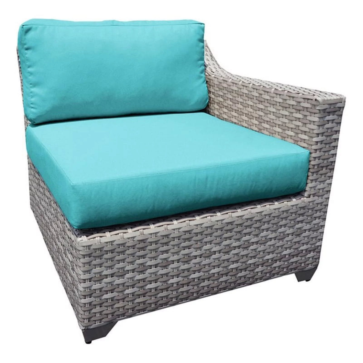 Turquoise Blue Resin Wicker Fabric Left Arm Patio Chair K1349