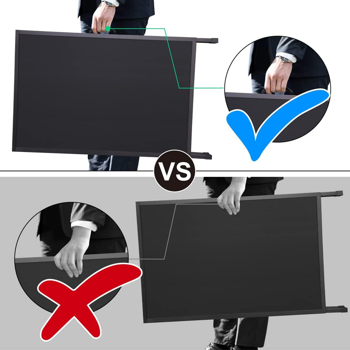 Heavy Duty Double-Sided Folding A-Frame Sidewalk Sign 24x36 Inch Black Coated Steel Metal Frame Only Pack of 2 G507496