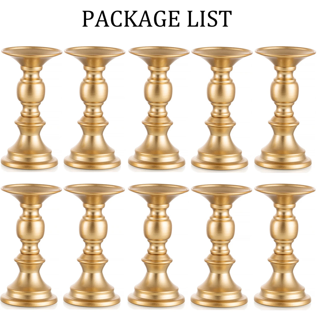 Gold Pillar Candle Holder Set of 10 P4464