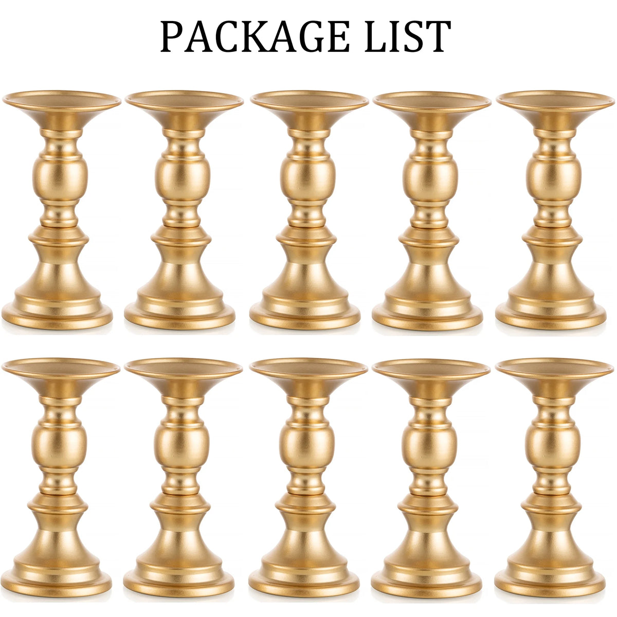 Gold Pillar Candle Holder Set of 10 P4464
