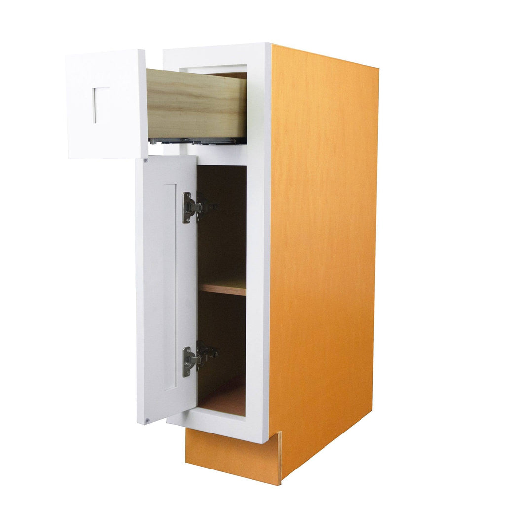 21 inch Wide Base Cabinet Snow White Inset Shaker Single Door Single Drawer Unassembled D60729