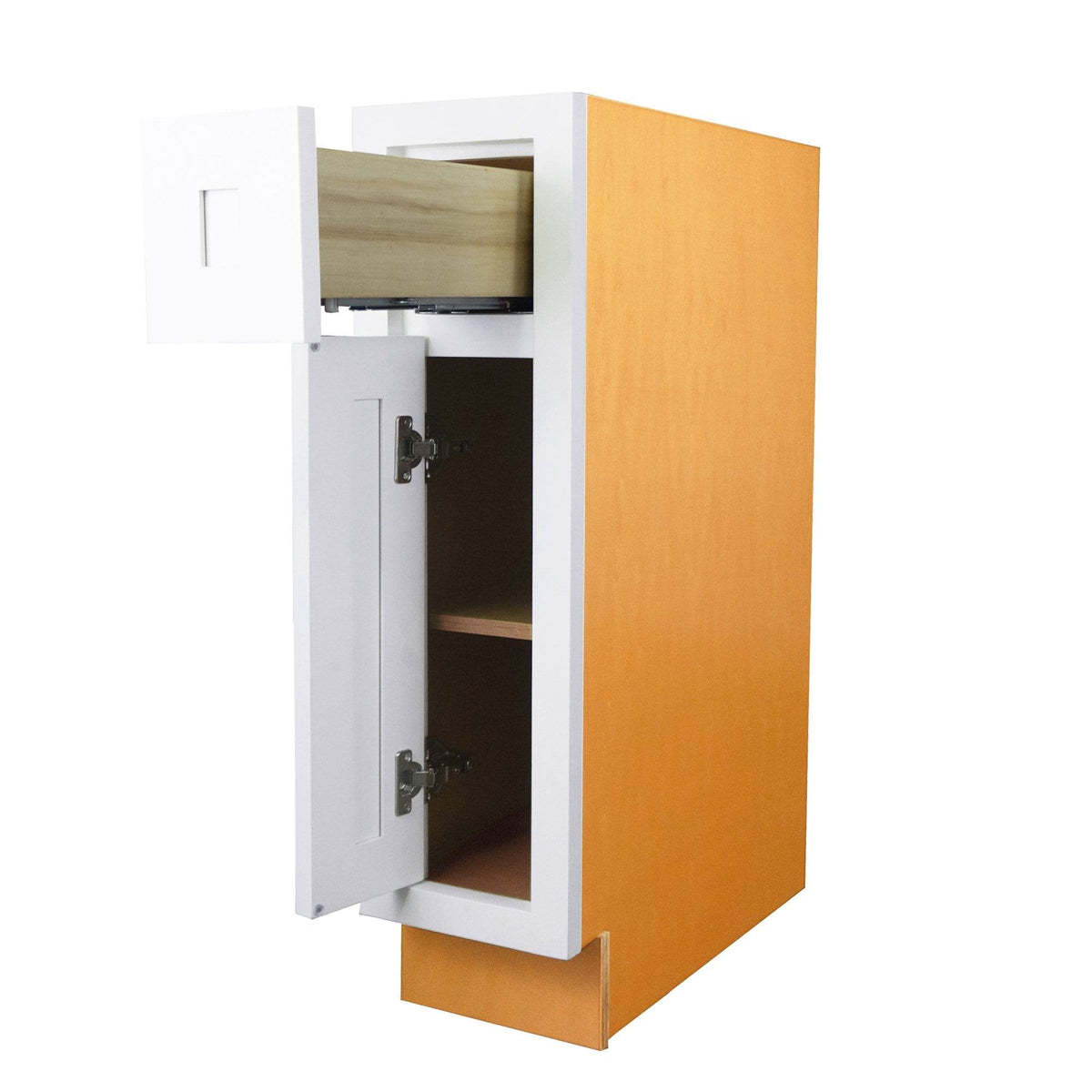 21 inch Wide Base Cabinet Snow White Inset Shaker Single Door Single Drawer Unassembled D60729